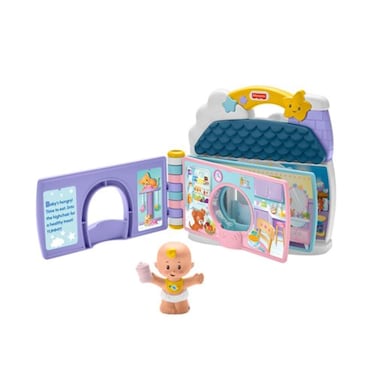 Fisher-Price Little People Toddler Toy Baby&rsquo;s Day Story Set, 2-in-1 Playset with Book &amp; Figures for Pretend Play Kids Ages 18+ Months
