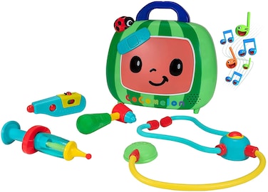 CoComelon Official Musical Checkup Case, Plays Clips from &lsquo;Doctor Checkup&rsquo; Song &ndash; Includes 4 Themed Medical Doctor Accessories (Thermometer, Syringe, Stethoscope, and More) for Fun Role Play, Green