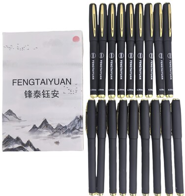 Fengtaiyuan B038P18, Blue Gel Ink Rollerball Pens - Comfortable Non-Slip Grip, Blue Ink, Ultra Fine, 0.38mm, Quick-Drying Ink, 18-Piece Box (B038P18)