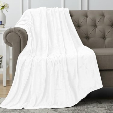 Utopia Bedding Fleece Blanket Throw Size White 300GSM Luxury Anti-Static Fuzzy Soft Microfiber Blanket for Couch, Sofa and Bed (60x50 Inch)