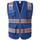 JKSafety 9 Pockets High Visibility Zipper Front Safety Vest   Blue with Dual Tone High Reflective Strips   Meets ANSI/ISEA Standards (901-Blue, Large)