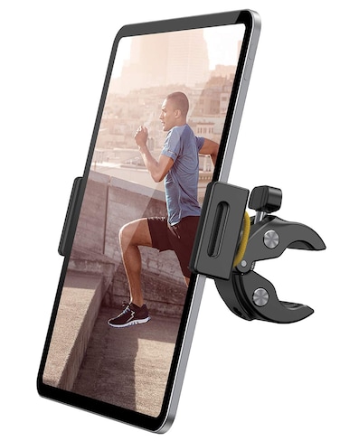 Lamicall Tablet Holder for Spin Bike - Tablet Mount Clamp for Indoor Bike Peloton, Treadmill, Exercise Bicycle Clamp for iPad Pro/Air/Mini and 4.7-12.9" Tablet