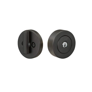 Yale Home Flat Round Single Cylinder, Black Suede Deadbolt