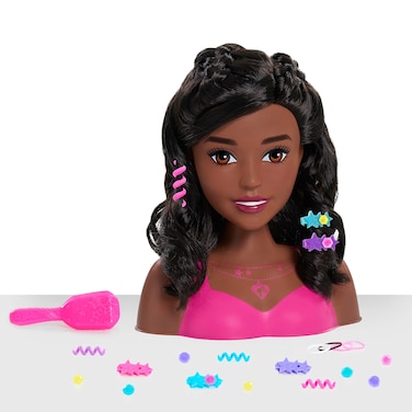 Barbie Fashionistas 8-inch Styling Head, Black Hair, 20-pieces