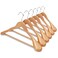 HOUSE DAY Wide Shoulder Wooden Hangers, Suit Hangers with Non Slip Pants Bar, Smooth Finish 360&deg; Swivel Hook High-Grade Solid Wood Coat Hangers for Dress, Jacket, Heavy Clothes Hanger 6 Pack (Natural)