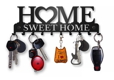 SirHoldeer Key Holder Wall Mount, Key Hooks for Wall, Key Rack for Wall Decorative, Llavero de Pared para Hogar, Sweet Home Metal Decor, Entryway
