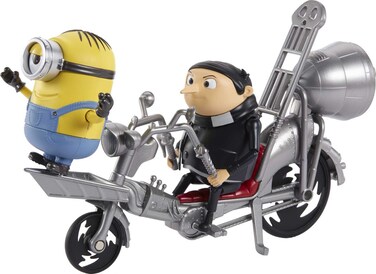 Minions: The Rise of Gru Movie Moments Pedal Power Gru Approx 4-in/10-cm Action Figure Interactive Toy with Articulation &amp; Movie Scene Accessories, Great Gift for 4 Years &amp; Older Minion Fans