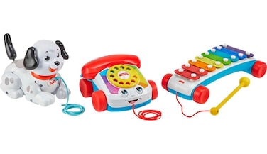 Fisher-Price Baby &amp; Toddler Toys Pull-Along Basics Set with 3 Classic Activities for Developmental Play Infants Ages 1+ Years