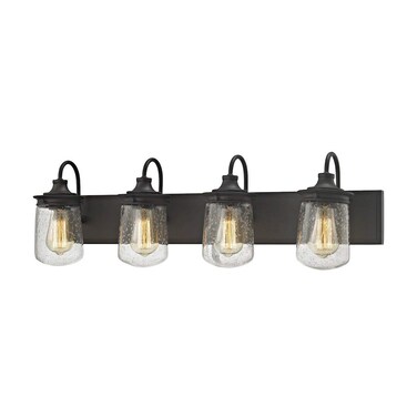 Elk Home Hamel Vanity Light - 4-Light in Oil Rubbed Bronze Finish, with Clear Seeded Glass, Transitional Style