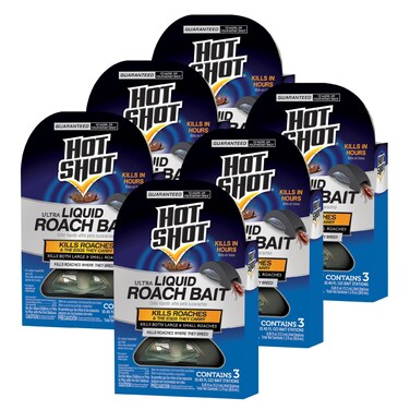 Hot Shot Ultra Liquid Roach Bait, Kills in Hours, 6 pack including 3 units Per Pack