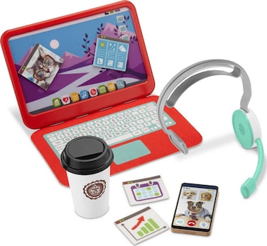 Fisher-Price My Home Office, pretend work station 8-piece play set for preschool kids ages 3 years and up