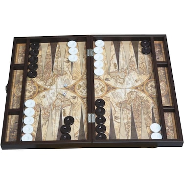 LaModaHome Turkish Backgammon Set for Adults and Kids, Includes Dice Cups, Folding Board, 19''Classic Travel Backgammon Board Game.