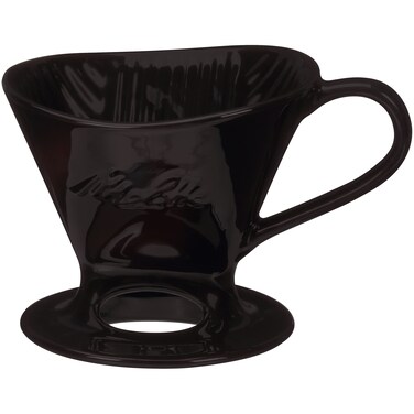 Melitta 1 Cup Porcelain Pour-Over Cone Coffeemaker, Glossy Black