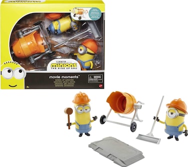 Minions: The Rise of Gru Movie Moments Mixed Up Minions: Approx 4-in Action Figure Interactive Toy with Articulation &amp; Movie Scene Construction Accessories Minion Fans