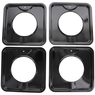 KITCHEN BASICS 101 Made in the USA SGP-400 4 Pack Black Porcelain 7.75&rdquo; Heavy Duty Square Gas Range Pans Replacement for WP786333, AP6011553, PS11744751.