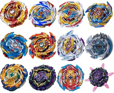 Gyros 12 Pieces Pack, Bey Battling Top Battle Burst High Performance Set with Stickers, Birthday Party School Gift Idea Toys for Boys Kids Children Age 6+