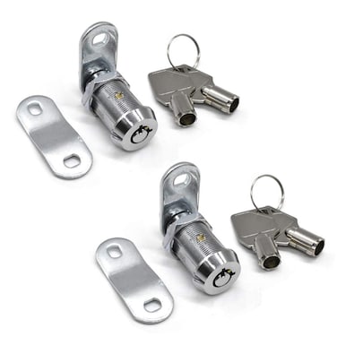 2Pcs Tubular Cam Lock 1-1/8 inch Cabinet Lock Keyed Alike with Chrome Finish for Vending Machine Tool Box Mailbox ATM