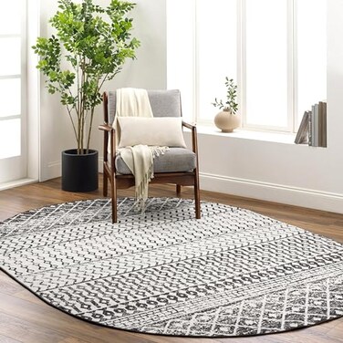 Livabliss Chester Boho Moroccan Area Rug,4' x 6' Oval,Black