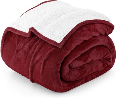 Utopia Bedding Sherpa Blanket Queen Size (Red, 90x90 Inches) - Soft Lightweight Plush Fleece Reversible Blanket for Bed, Sofa, Couch, Camping and Travel