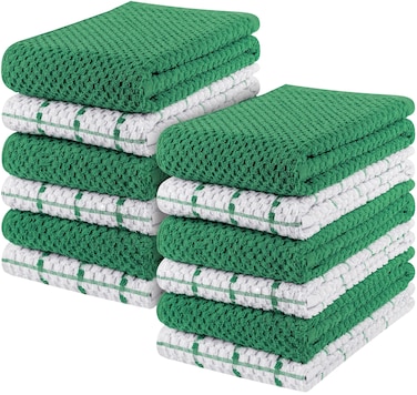 Utopia Kitchen Towels 12 Pack, 15 by 25 Inches, 100% Ring Spun Cotton Super Soft and Absorbent Linen Dish, Tea and Bar Towels Set, Dusty Green