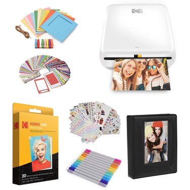 KODAK Step Printer Wireless Mobile Photo Printer with Zink Zero Ink Technology &amp; Kodak App for iOS &amp; Android (White) Gift Bundle
