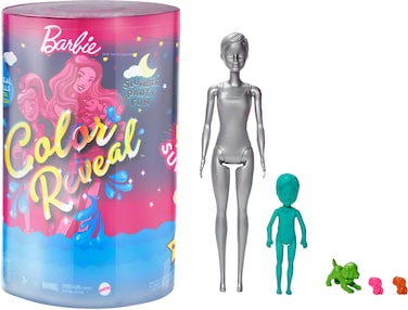 Barbie Color Reveal Set with 50+ Surprises Including 2 Dolls, 3 Pets &amp; 36 Slumber Party-Themed Accessories; Water Reveals Dolls&rsquo; &amp; Pets&rsquo; Looks &amp; Creates Color Change on Certain Pieces
