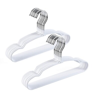 Amber Home 20 Pack 11.8" Lovely Baby Clothes Hangers, Sturdy Metal Wire &amp; Cute White Coating Children Toddler Kids Clothes Hangers for Shirt Coat Pants Trousers (White)