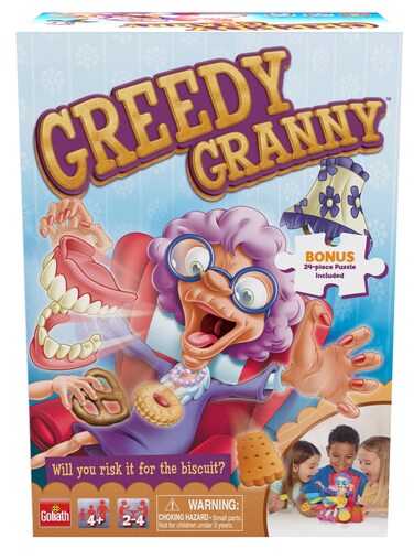Greedy Granny - Take The Treats Don't Wake Granny Game - Includes a Fun Colorful 24pc Puzzle by Goliath, Multi Color, 7.5 x 4.92 x 10.5 inches