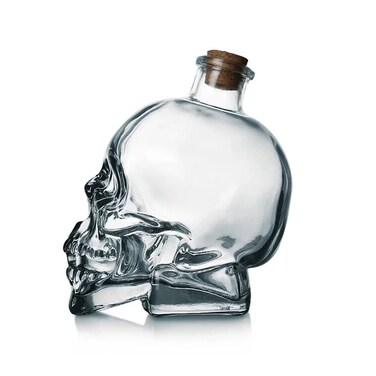 Skull Decanter Lead-free Glass Skull Prop Whiskey Bottle With Cork Stopper (400ML)