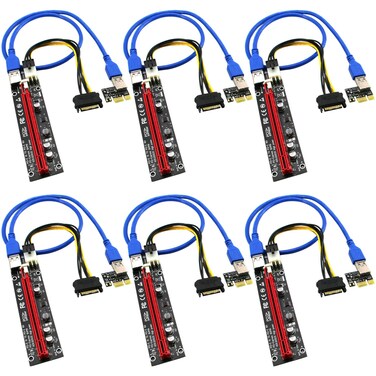 PCIE Riser Cable VER006C,GPU Risers for Mining Rigs,GPU Extension Cable,GPU Crypto Currency Mining Cable with 6Pin-SATA Power Cable and 23.6in Extension Cable,Extend PCIE X1 to PCIE X16(PCE-VER006C)