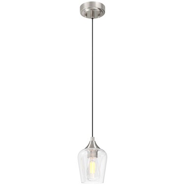 VONLUCE Pendant Light Kitchen Island, Brushed Nickel Pendant Light Fixture with E26 Base &amp; Adjustable Cable, Modern Pendant Lighting with Glass Shade for Living Room Bedroom Hallway