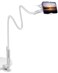 SAIJI Gooseneck Cell Phone Holder, Clamp Universal Lazy Mount Clip Hands Free Flexible Long Arm Bracket Grip for 4-7 Phones Mobile Stand Baby Monitor for Desk, Bed, Office, Kitchen (White)
