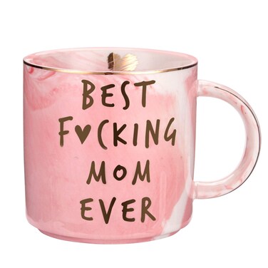 Hendson Mom Gifts for Women - Best Mom Ever - Funny Mom Birthday Gift Ideas, New Mom, Pregnancy Congratulations Gifts for First Time Moms and Mother To Be - Pink Marble Mug, 11.5oz Coffee Cup