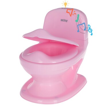 Nuby My Real Potty Training Toilet with Life-Like Flush Button and Sound - 18+ Months - Pink