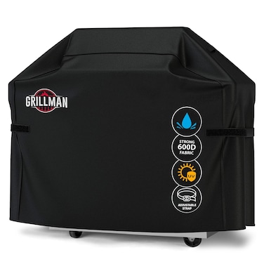 Grillman Premium Grill Cover for Outdoor Grill - Heavy-Duty Waterproof BBQ Grill Cover - Rip-Proof and Wind-Resistant - Large Barbecue Gas Grill Cover for Backyard - Black (52" L x 26" W x 43" H)