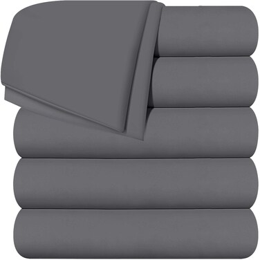 Utopia Bedding Flat Sheets - Pack of 6 - Soft Brushed Microfiber Fabric - Shrinkage &amp; Fade Resistant Top Sheets - Easy Care (Queen, Grey)