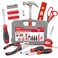Hi-Spec 42pc Red Household DIY Small Tool Kit. Toolbox Set of Starter Basic Tools Kit for Home &amp; Office