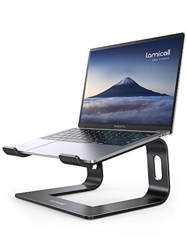Lamicall Aluminum Laptop Stand, Ergonomic Laptop Riser for Desk, Compatible with 10-15.6" Laptops, Ventilated, Anti-Skid, Black