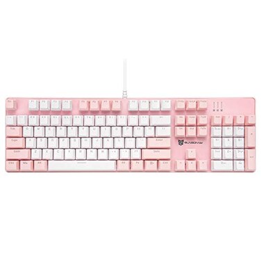 Wired Mechanical Gaming Keyboard   Brown Switch PC Gaming Keyboard   104 Keys US Layout   Wired Gaming Keyboard   Hot Swappable Mechanical Keyboard   Silent Mechanical Keyboard   Pink &amp; White Combo