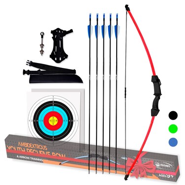 Keshes Archery Recurve Bow and Arrow Youthbow Set - 44" Beginner Breakdown Bow Kit with Arrows, Finger &amp; Arm Guard, Quiver, and Target Sheets - Ideal for Teens &amp; Kids Ages 10+ for Outdoor Practice