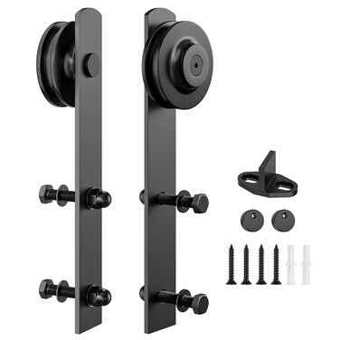 Sliding Barn Door Hardware Rollers, Silencer Design, Fit 1 3/8-1 3/4" Thickness Door Panel, Black-2 Pack