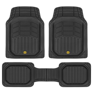 Cat&reg; CAMT-9013 (3-Piece) Heavy Duty Deep Dish Rubber Floor Mats, Trim to Fit for Car Truck SUV &amp; Van, All Weather Total Protection Durable Liners Black, 29.5" L x 21" W x 1" Th
