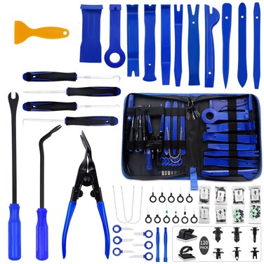 Wetado Trim Removal Tool Kit, 200PCS AutoTrim Removal Set, Plastic Panel Fastener Removal Tool, Car Trim Removal Kit for Car/Trim/Panel/Door/Audio/Auto Clip Pliers/Terminal Removal Tool Kit (Blue)