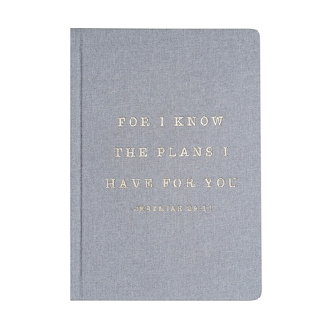 Sweet Water Decor Cute Motivational Lined Composition Notebook for Women, 100 Ruled Pages for Writing, Diary with Fabric Inspirational Cover (For I Know The Plans I Have For You)