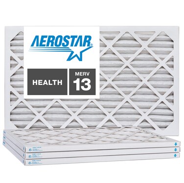 Aerostar 20x25x1 MERV 13 Pleated Air Filter, AC Furnace Air Filter, 4 Pack (Actual Size: 19 3/4" x 24 3/4" x 3/4")