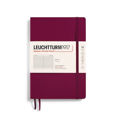 LEUCHTTURM1917 - Notebook Softcover Medium A5-123 Numbered Pages for Writing and Journaling (Ruled, Port Red)