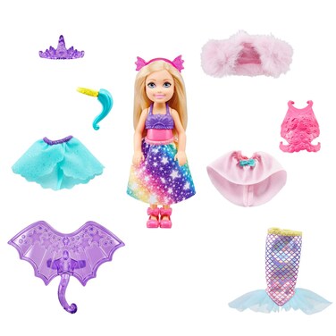 Barbie Dreamtopia Chelsea Doll &amp; Dress-Up Set with 12 Fantasy Fashions &amp; Accessories Themed to Royals, Mermaids, Unicorns &amp; Dragons