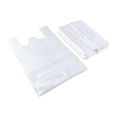 400 Count Plastic Shopping Bags with Handle, Grocery T-Shirt Bags, Clear