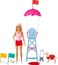 Barbie Careers Playset, Blonde Lifeguard Doll Wearing Removable Outfit with Dog, Chair &amp; 5+ Accessories