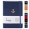 Lined Journal - A5 Vegan Leather Notebook, 192 Archival-Quality Pages, QuillEase Bleed-Free Paper, Inner Pocket &amp; Bookmark, Ideal for Journaling - Navy Anchor